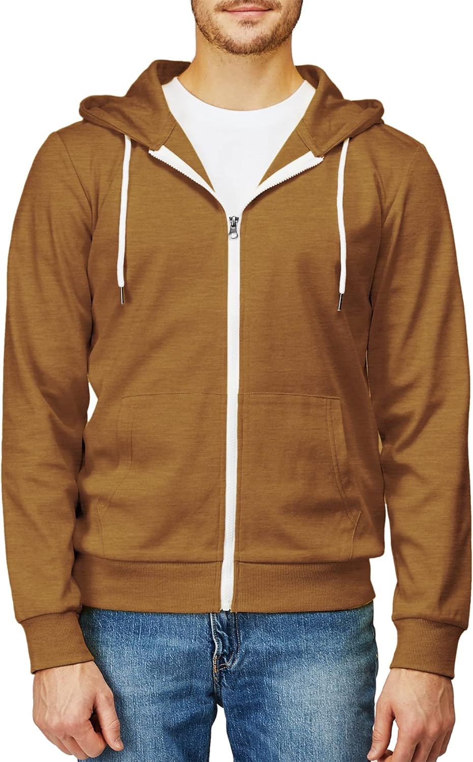 Men's Zip Up Hoodie Lightweight Long Sleeve Basic Slim Fit Cotton SweatShirt - Picture 108 of 201