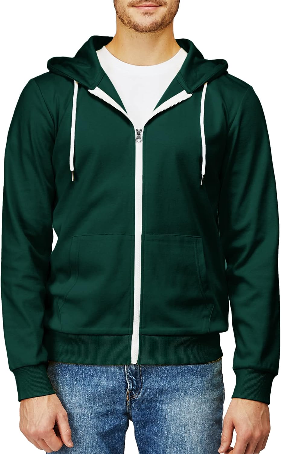 Men's Zip Up Hoodie Lightweight Long Sleeve Basic Slim Fit Cotton SweatShirt - Picture 120 of 201