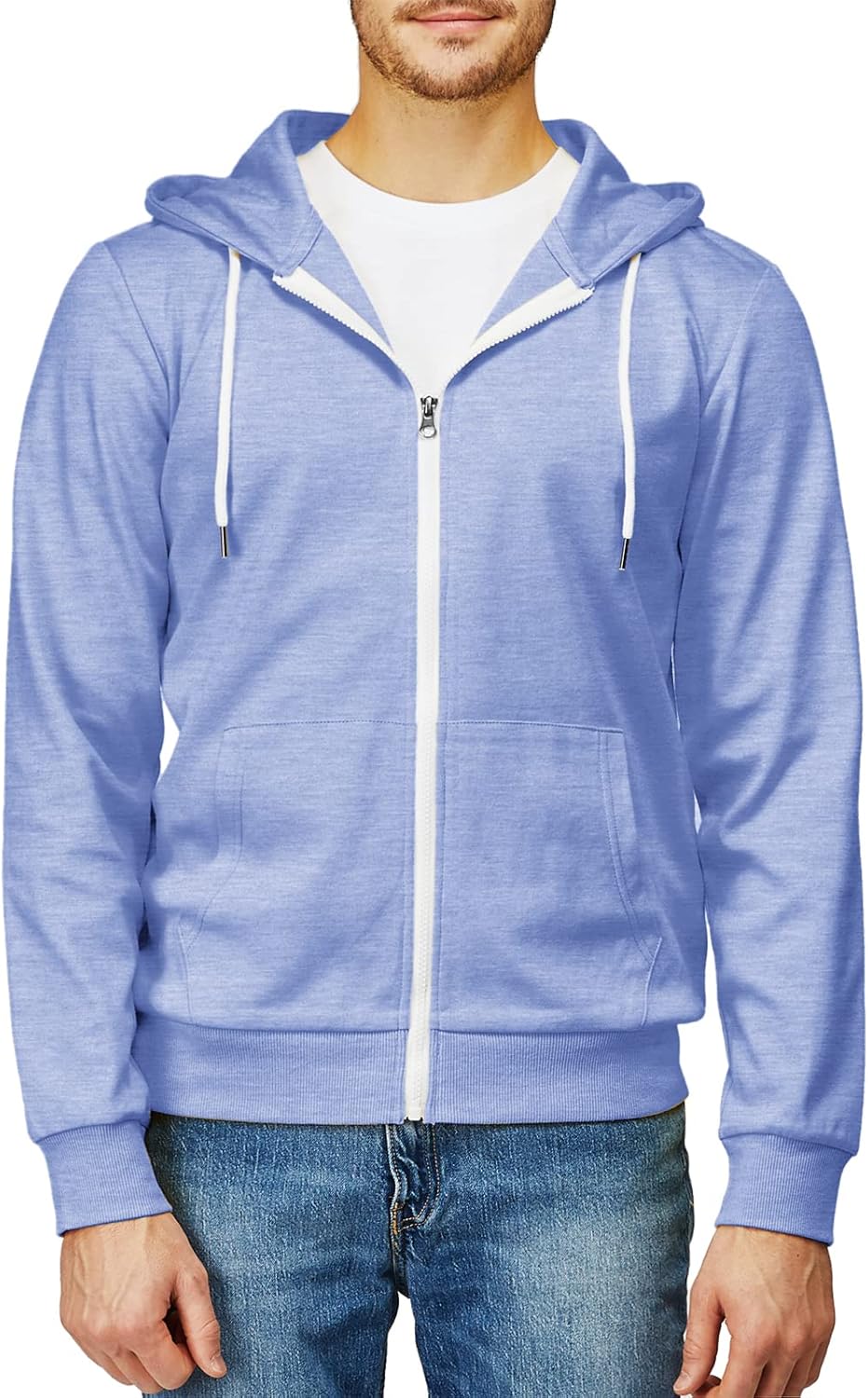 Men's Zip Up Hoodie Lightweight Long Sleeve Basic Slim Fit Cotton SweatShirt - Picture 126 of 201