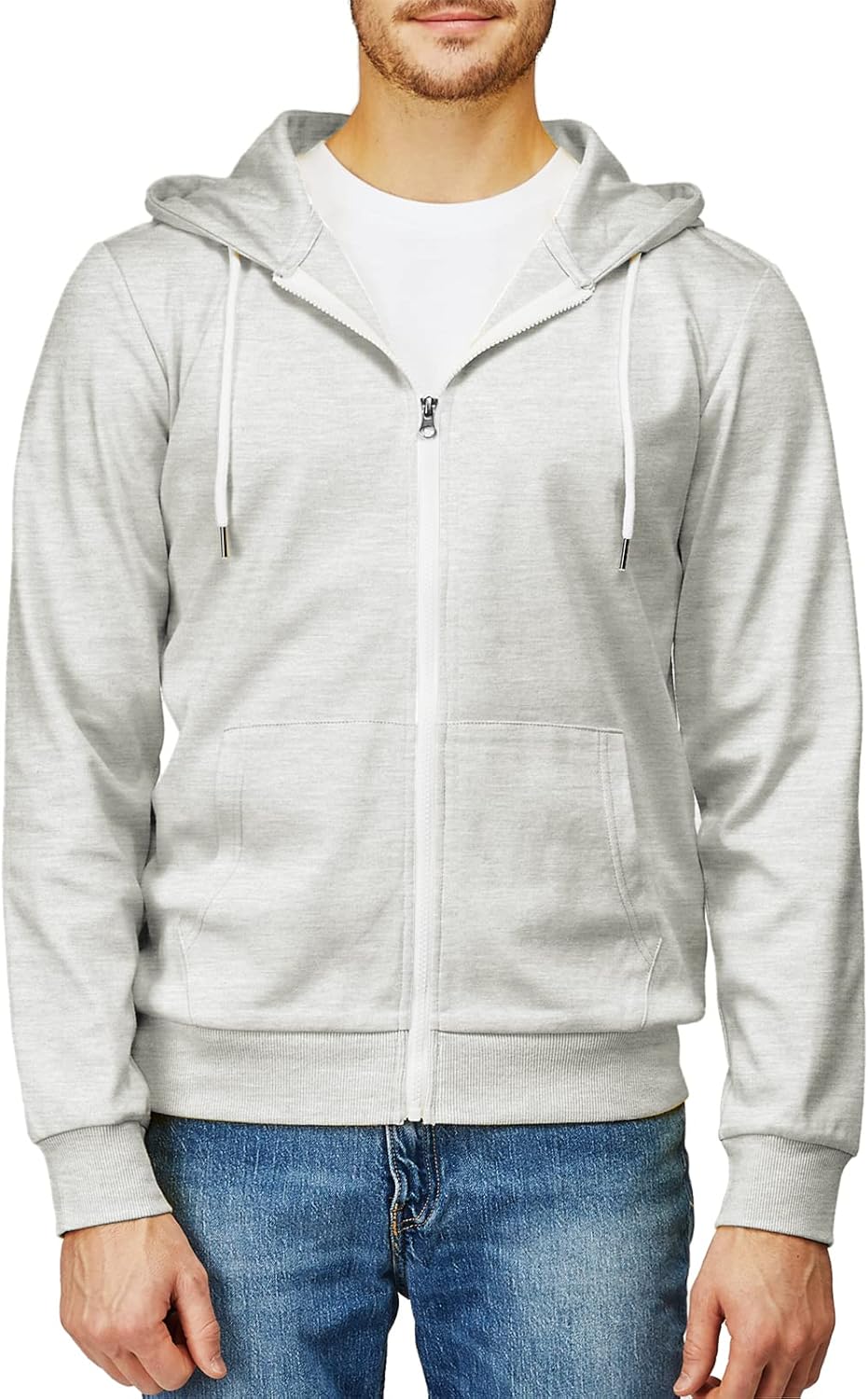 Men's Zip Up Hoodie Lightweight Long Sleeve Basic Slim Fit Cotton SweatShirt - Picture 132 of 201