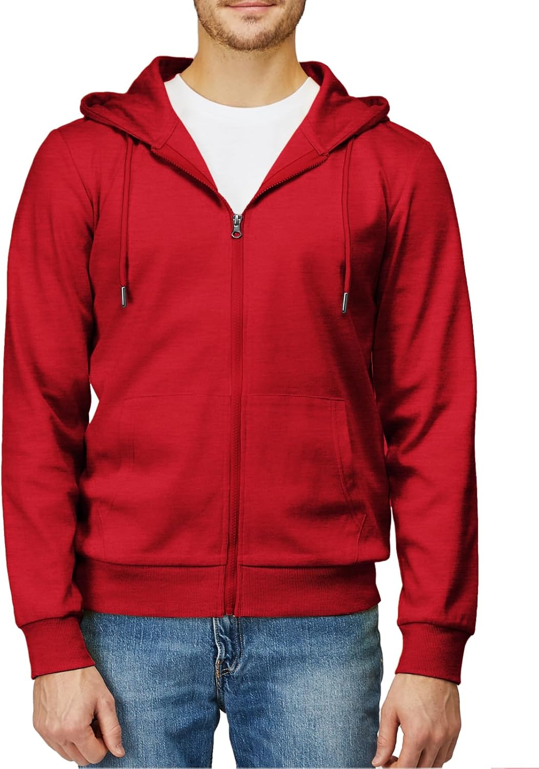 Men's Zip Up Hoodie Lightweight Long Sleeve Basic Slim Fit Cotton SweatShirt - Picture 139 of 201