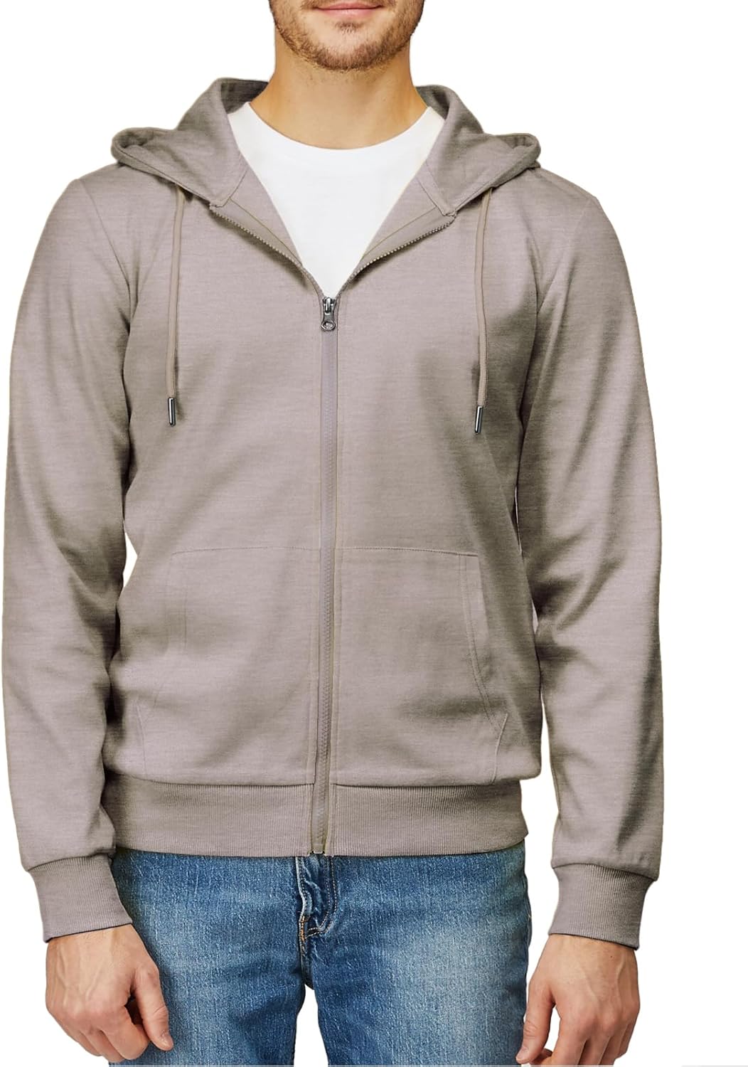Men's Zip Up Hoodie Lightweight Long Sleeve Basic Slim Fit Cotton SweatShirt - Picture 145 of 201