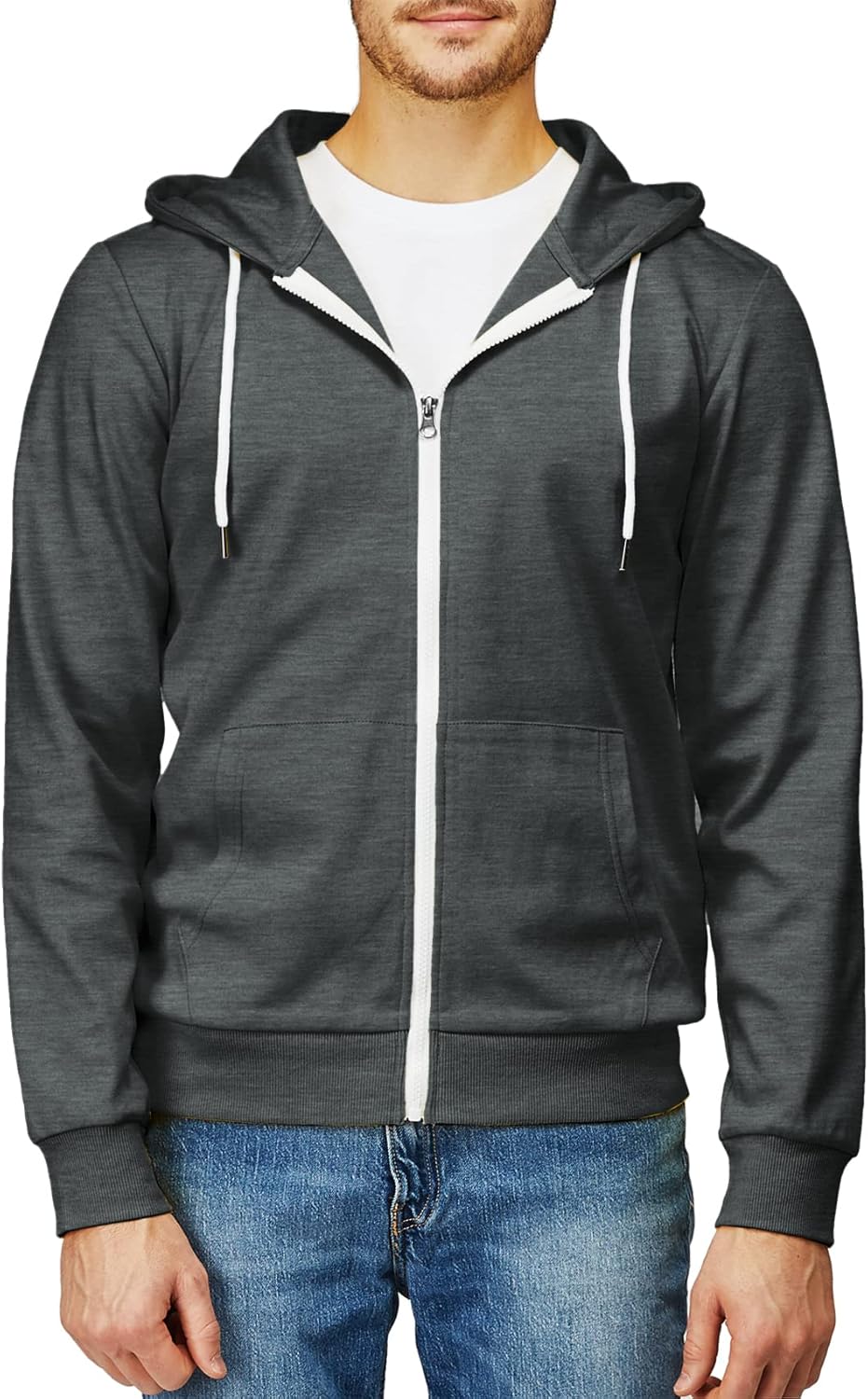 Men's Zip Up Hoodie Lightweight Long Sleeve Basic Slim Fit Cotton SweatShirt - Picture 156 of 201