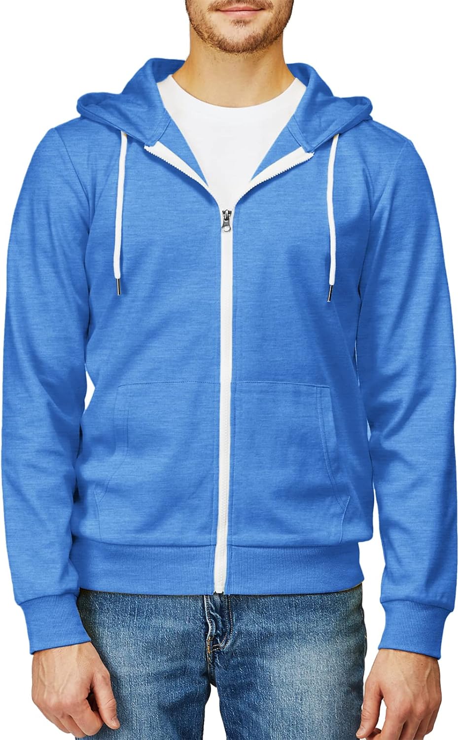 Men's Zip Up Hoodie Lightweight Long Sleeve Basic Slim Fit Cotton SweatShirt - Picture 162 of 201