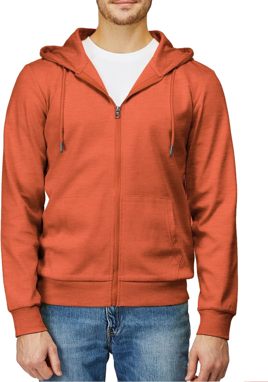 Men's Zip Up Hoodie Lightweight Long Sleeve Basic Slim Fit Cotton SweatShirt - Picture 169 of 201