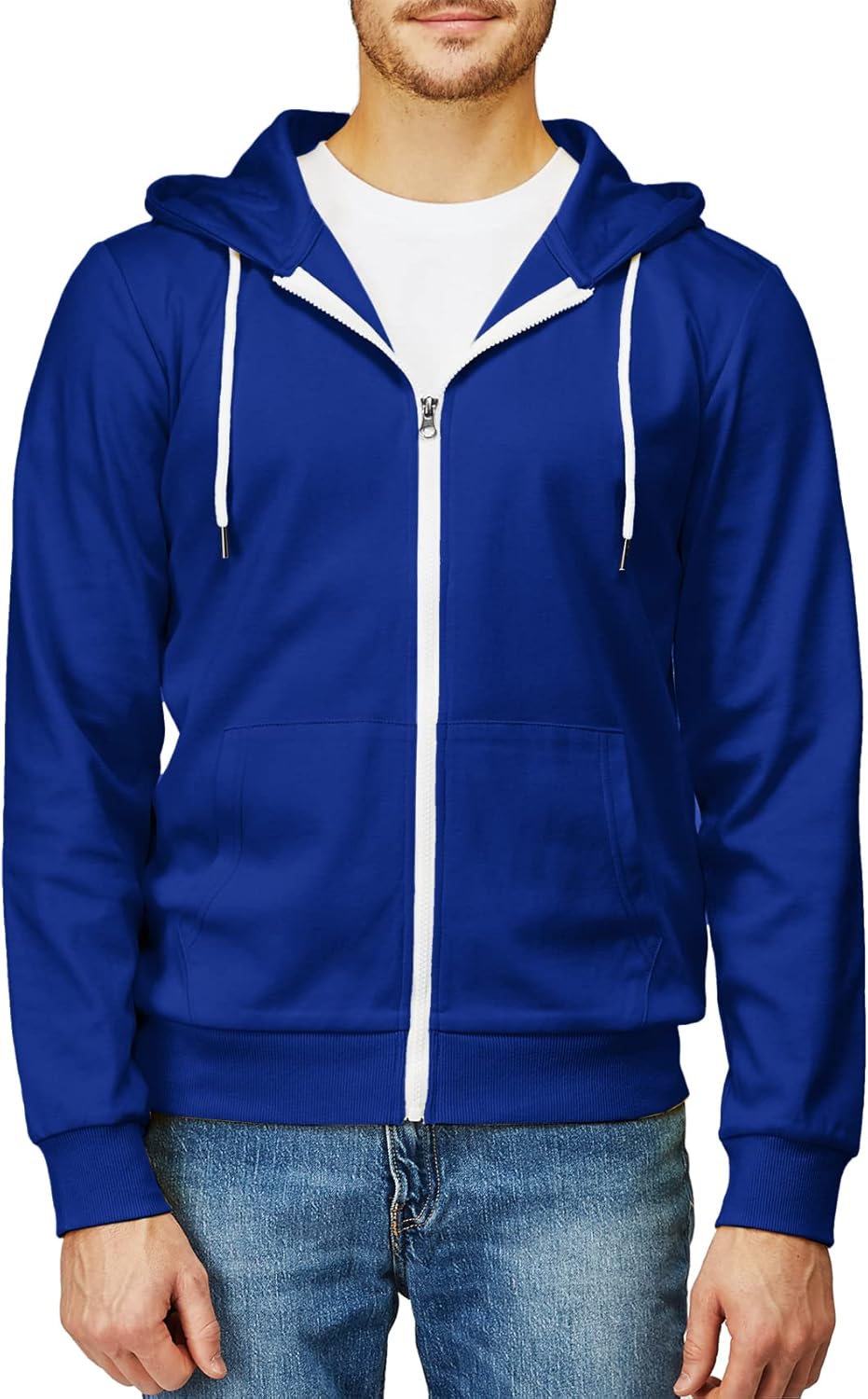 Men's Zip Up Hoodie Lightweight Long Sleeve Basic Slim Fit Cotton SweatShirt - Picture 192 of 201