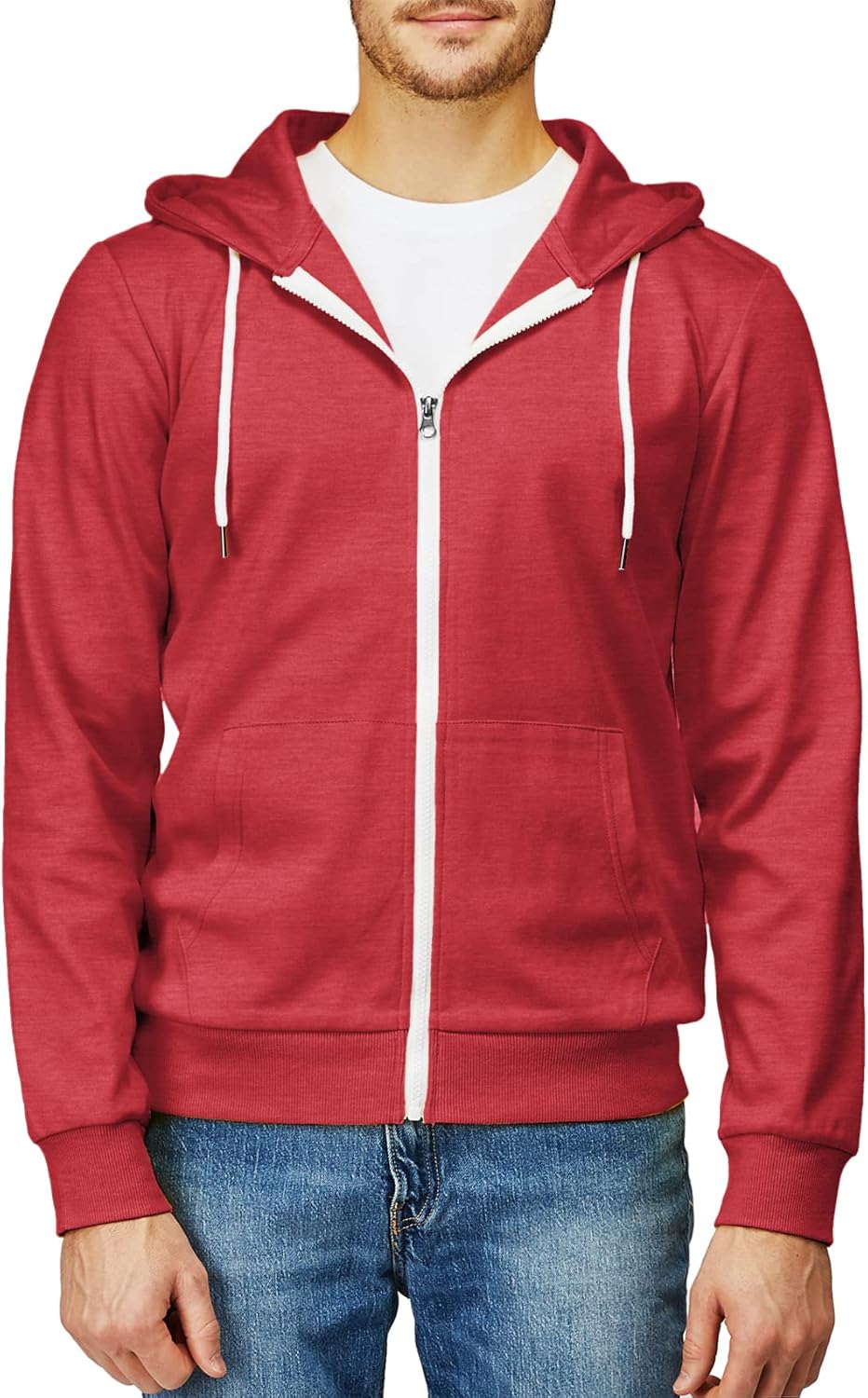 Men's Zip Up Hoodie Lightweight Long Sleeve Basic Slim Fit Cotton SweatShirt - Picture 198 of 201