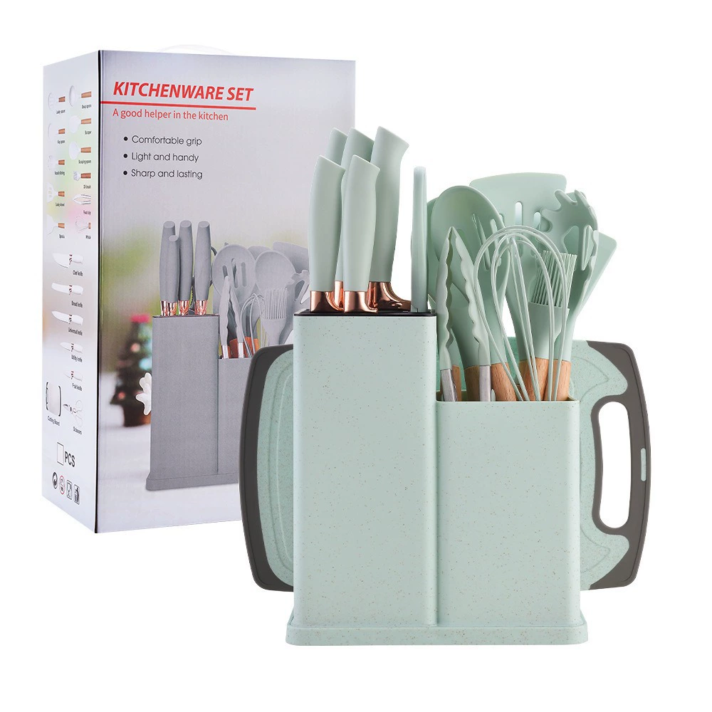 19 Piezas Elegante Antiadherente Silicona Utensilios Cocina Accesorios Set Regalo - Imagen 23 de 24