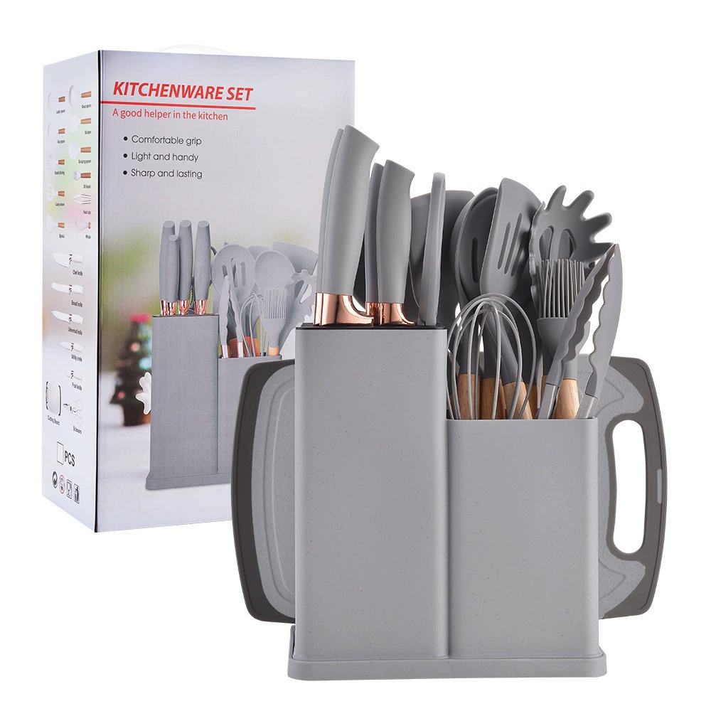19 Piezas Elegante Antiadherente Silicona Utensilios Cocina Accesorios Set Regalo - Imagen 21 de 24