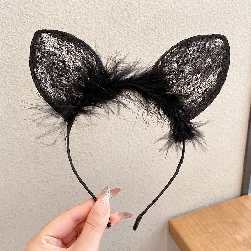 Lace Cat's Ears (Steamed Cat-Ear Shaped Bread) Hair Hoop Sense Rabbit Ear Cos - Bild 6 von 8