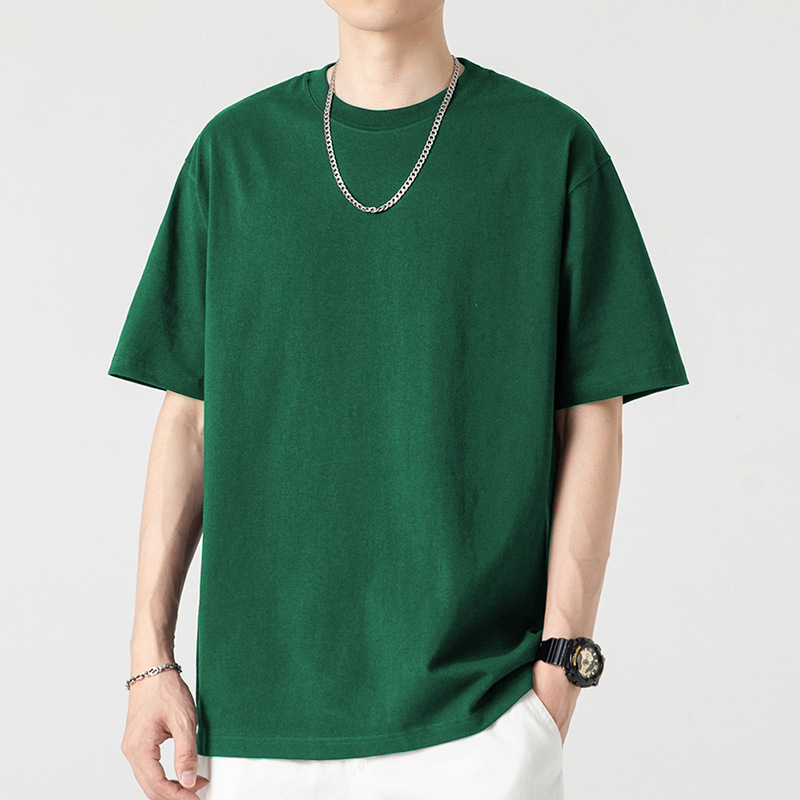 Loose T Shirt Men's Casual Basic Short Sleeved Tops Cotton Solid Round Neck Tees - Picture 22 of 27