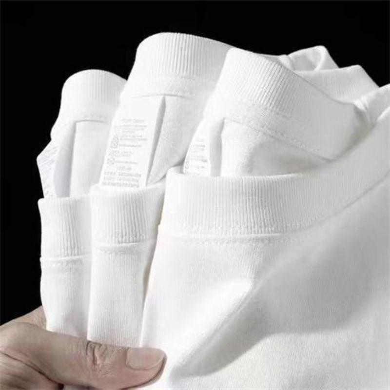 Loose T Shirt Men's Casual Basic Short Sleeved Tops Cotton Solid Round Neck Tees - Picture 21 of 27