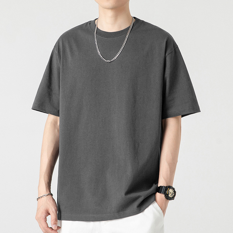 Loose T Shirt Men's Casual Basic Short Sleeved Tops Cotton Solid Round Neck Tees - Picture 26 of 27