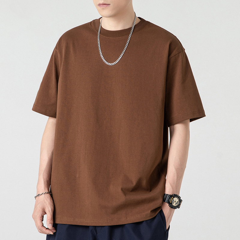 Loose T Shirt Men's Casual Basic Short Sleeved Tops Cotton Solid Round Neck Tees - Picture 19 of 27