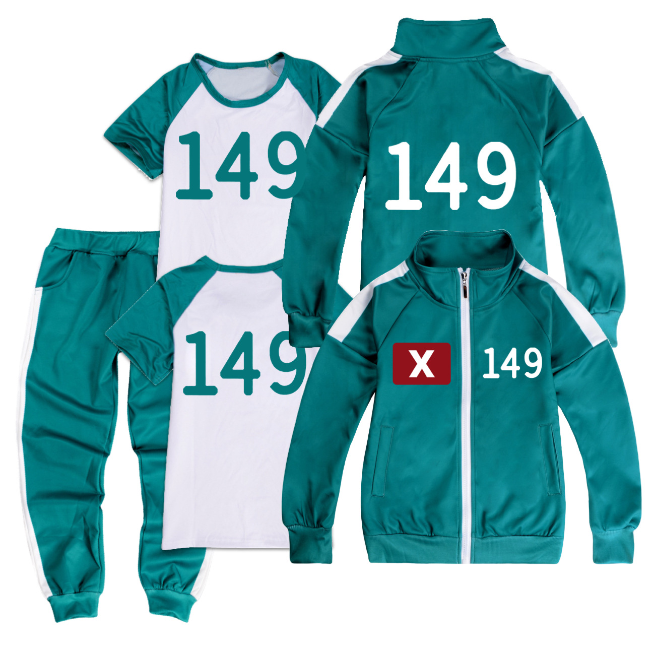 Kids Boys Girls Squid Game Cosplay Zipper Sweatshirts T shirt Tops Jackets Pants