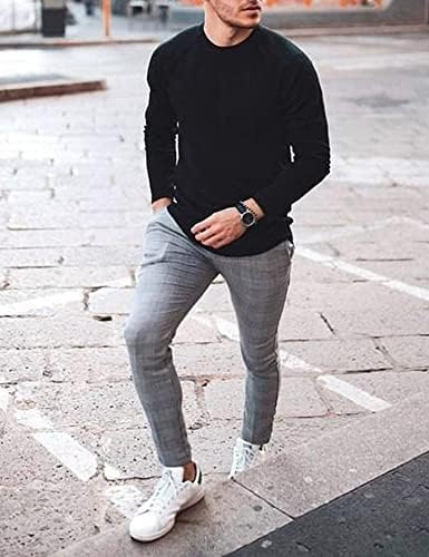 Men's Crew Neck Sweater Slim Lightweight Sweatshirts Knitted Pullover for Casual - Picture 26 of 142