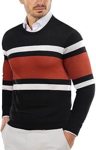 Men's Crew Neck Sweater Slim Lightweight Sweatshirts Knitted Pullover for Casual - Picture 31 of 142