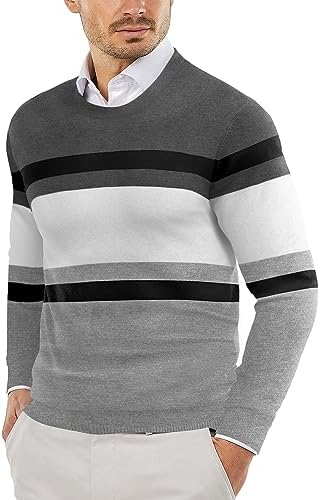 Men's Crew Neck Sweater Slim Lightweight Sweatshirts Knitted Pullover for Casual - Picture 54 of 142