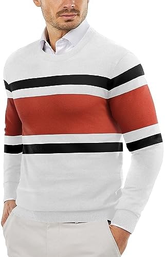 Men's Crew Neck Sweater Slim Lightweight Sweatshirts Knitted Pullover for Casual - Picture 89 of 142