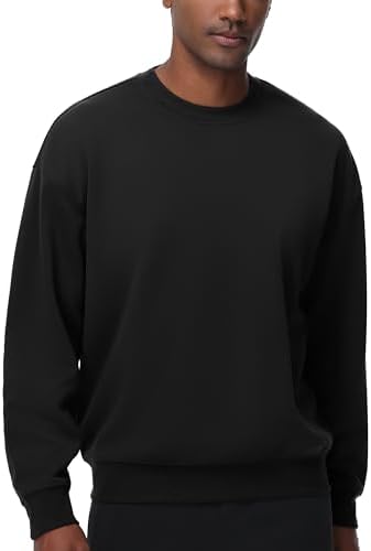 Men's Crewneck Loose fit Sweatshirt Lightweight Soft Basic Pullover Tops - Picture 12 of 31