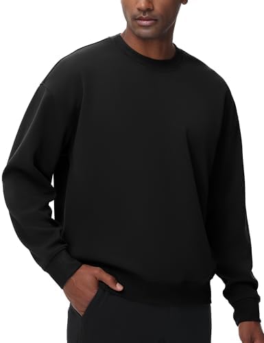 Men's Crewneck Loose fit Sweatshirt Lightweight Soft Basic Pullover Tops - Picture 14 of 31