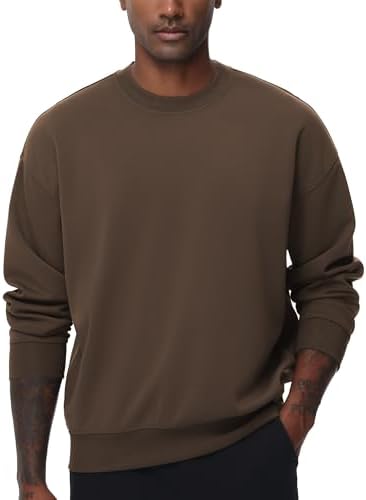 Men's Crewneck Loose fit Sweatshirt Lightweight Soft Basic Pullover Tops - Picture 17 of 31