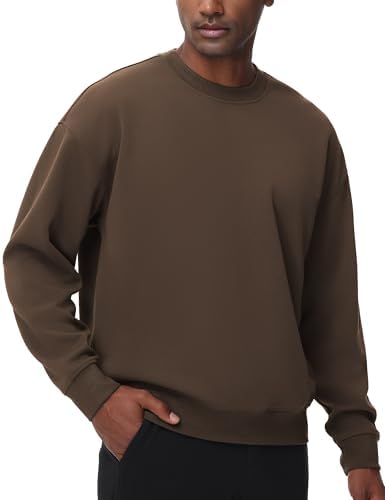 Men's Crewneck Loose fit Sweatshirt Lightweight Soft Basic Pullover Tops - Picture 19 of 31