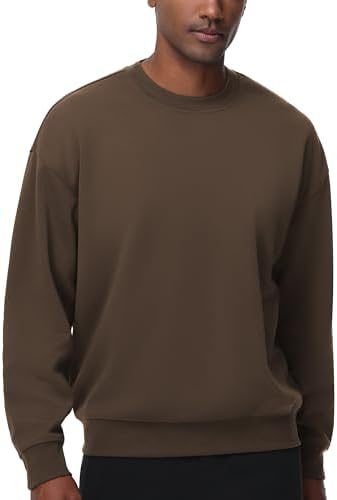 Men's Crewneck Loose fit Sweatshirt Lightweight Soft Basic Pullover Tops - Picture 20 of 31
