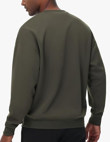 Men's Crewneck Loose fit Sweatshirt Lightweight Soft Basic Pullover Tops - Picture 23 of 31