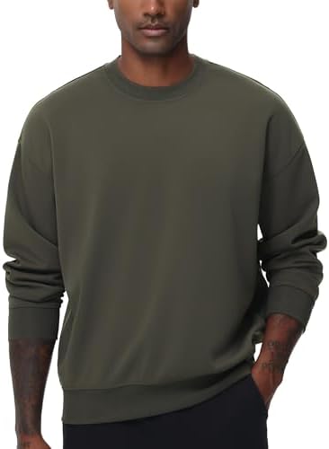 Men's Crewneck Loose fit Sweatshirt Lightweight Soft Basic Pullover Tops - Picture 24 of 31