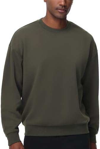 Men's Crewneck Loose fit Sweatshirt Lightweight Soft Basic Pullover Tops - Picture 26 of 31