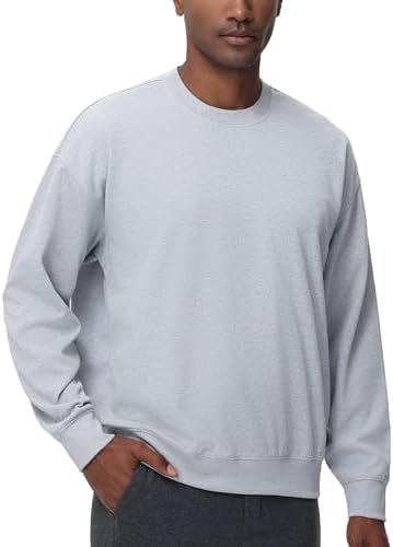 Men's Crewneck Loose fit Sweatshirt Lightweight Soft Basic Pullover Tops - Picture 27 of 31