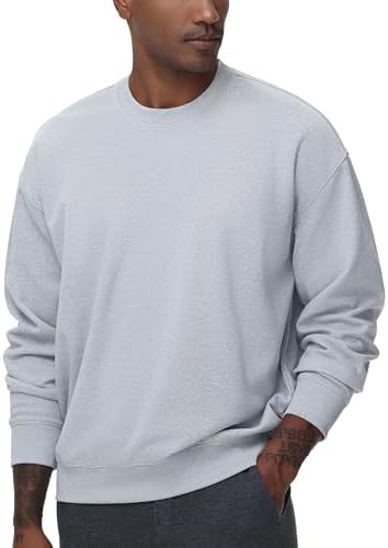 Men's Crewneck Loose fit Sweatshirt Lightweight Soft Basic Pullover Tops - Picture 29 of 31