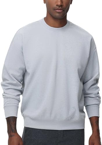 Men's Crewneck Loose fit Sweatshirt Lightweight Soft Basic Pullover Tops - Picture 30 of 31