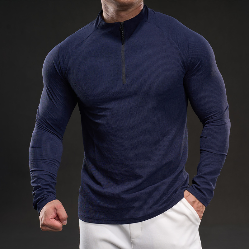 Camiseta de entrenamiento elástica de manga larga para hombre para correr ciclismo transpirable de secado rápido - Imagen 21 de 23