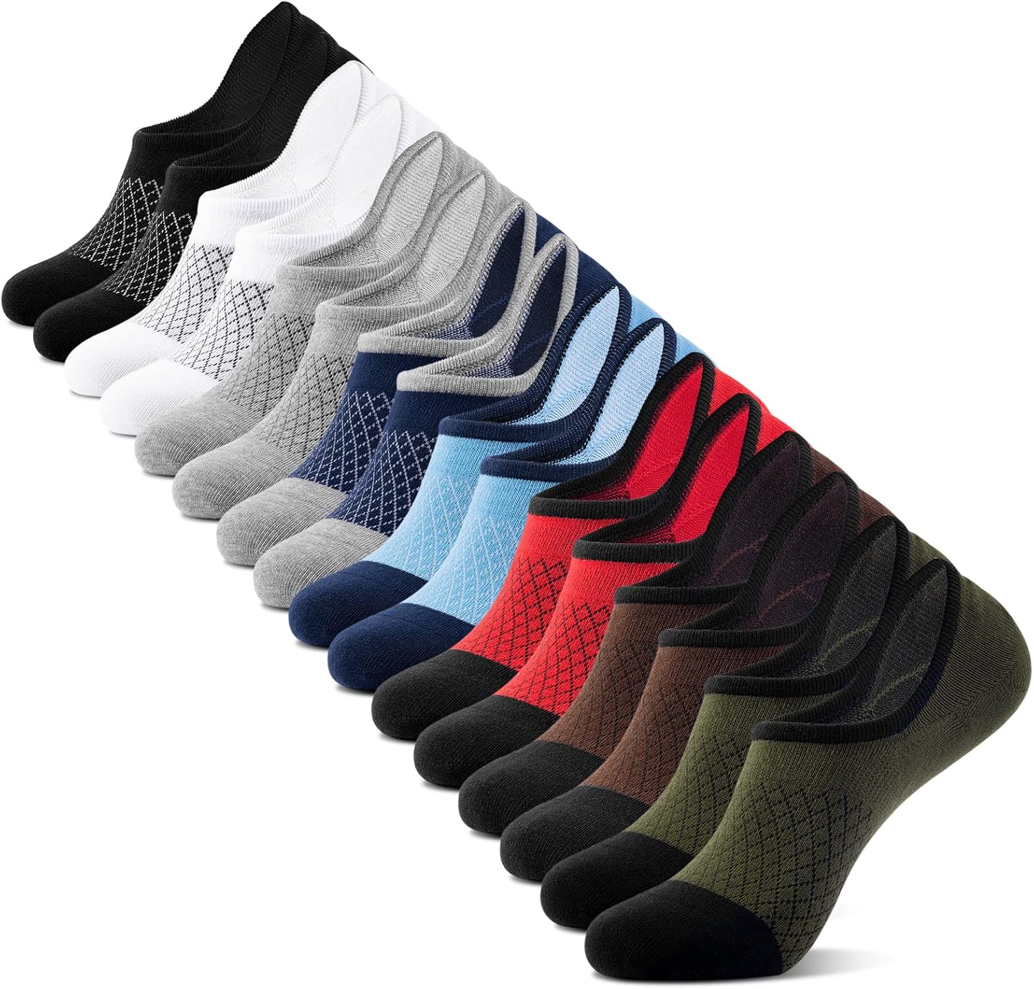 Low Cut Ankle Short Socks for Men Casual Athletic Socks with Non Slip Grip - Picture 24 of 39