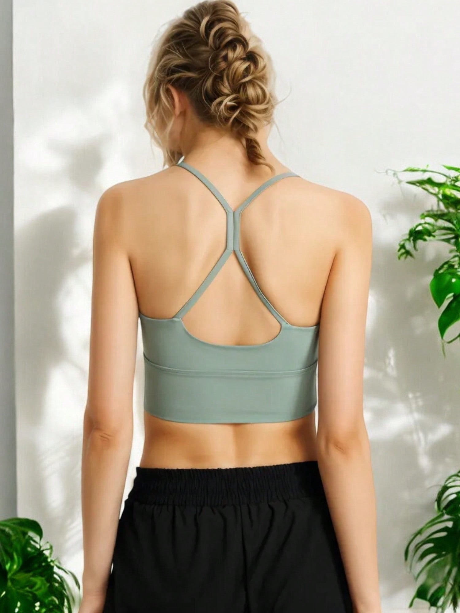 Strappy Scoop Neck Sports Bra With Adjustable Straps And Stretch Fit - Picture 16 of 16
