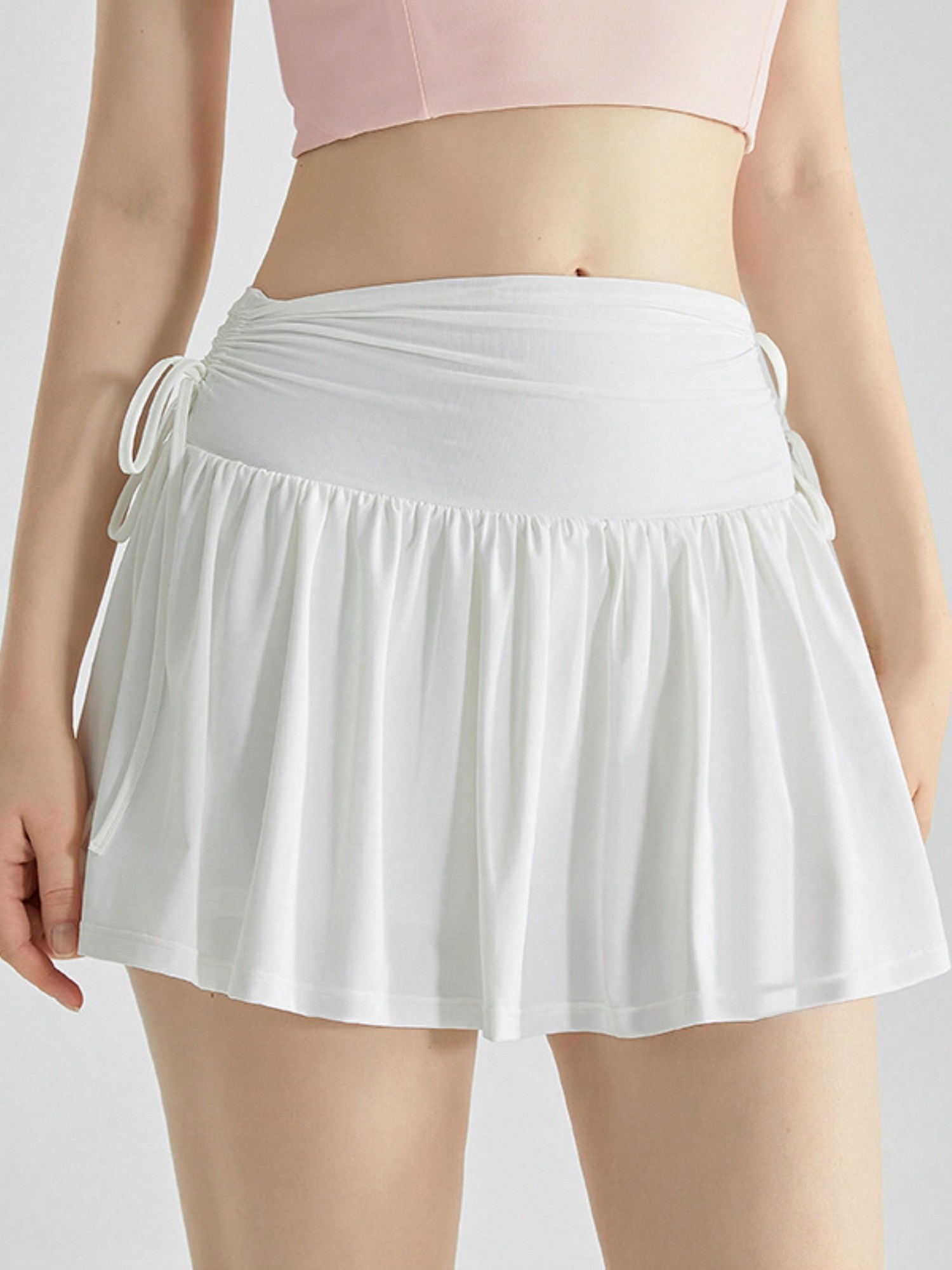 Women's High Waist Flared Active Skirt With Adjustable Drawstring Sides - Picture 13 of 15