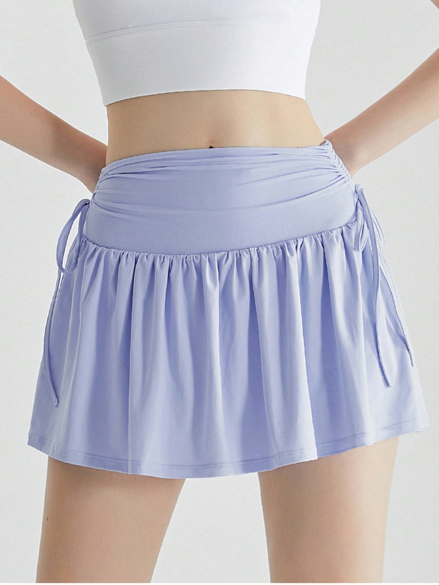 Women's High Waist Flared Active Skirt With Adjustable Drawstring Sides - Picture 14 of 15