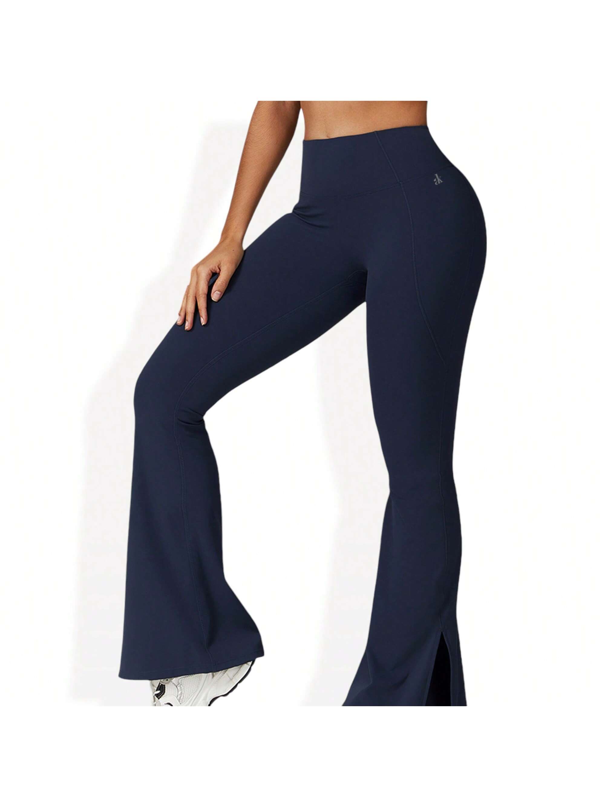 Women's High Waist Flare Leg Yoga Pants With Side Slit Detail - Picture 27 of 29