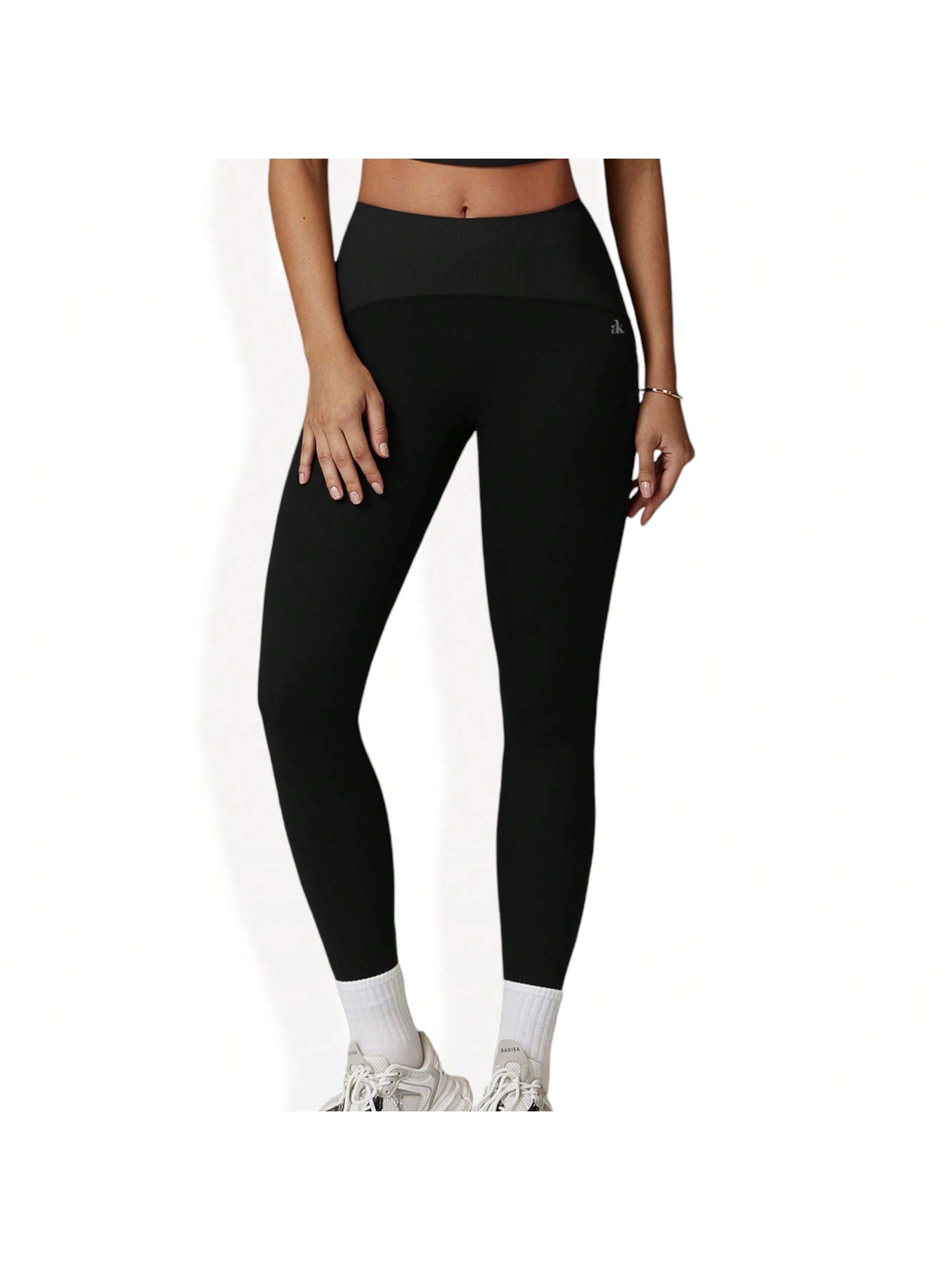 Women's High Waist Full Length Leggings With Ribbed Waistband - Picture 25 of 29