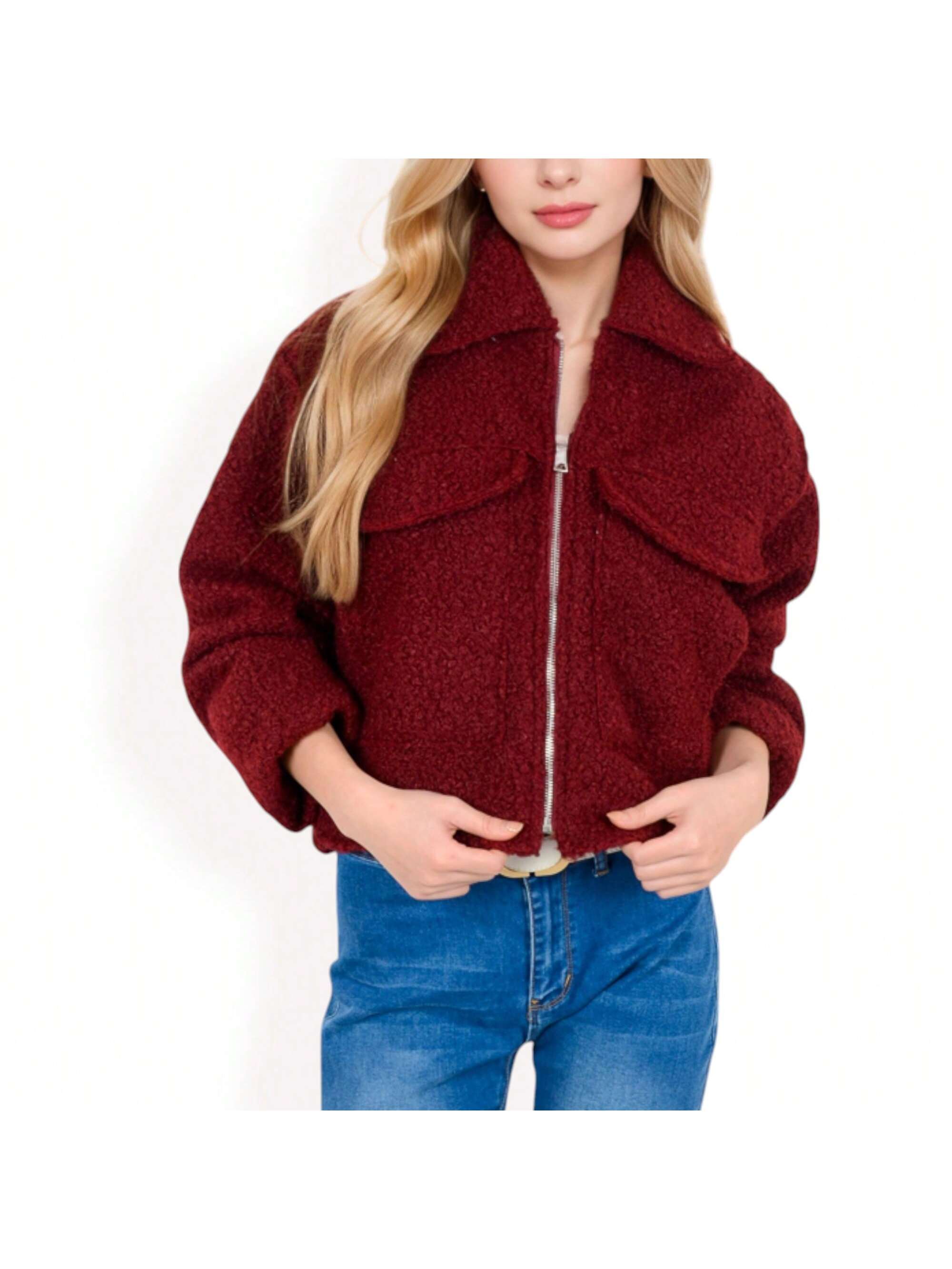 Women's Cropped Tweed Jacket With Large Chest Pocket - Picture 23 of 24
