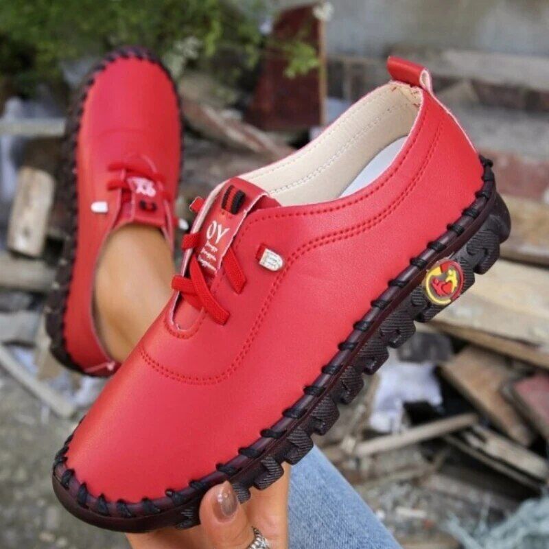 Women Spring Casual Shoes Comfortable Loafers Slip-On Lace Up Walking Flats - Picture 25 of 27