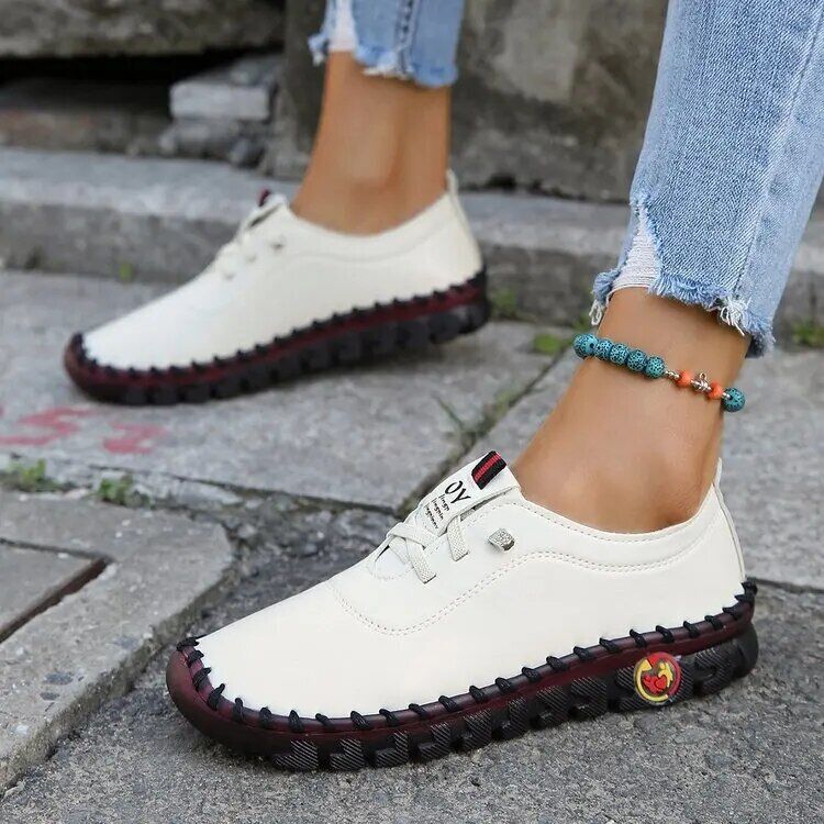 Women Spring Casual Shoes Comfortable Loafers Slip-On Lace Up Walking Flats - Picture 26 of 27