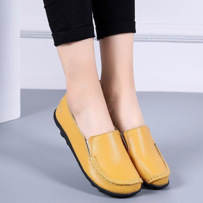 Non Slip Flat Shoes for Woman Soft PU Leather Lightweight Slip On Loafers Comfy - Imagen 18 de 19