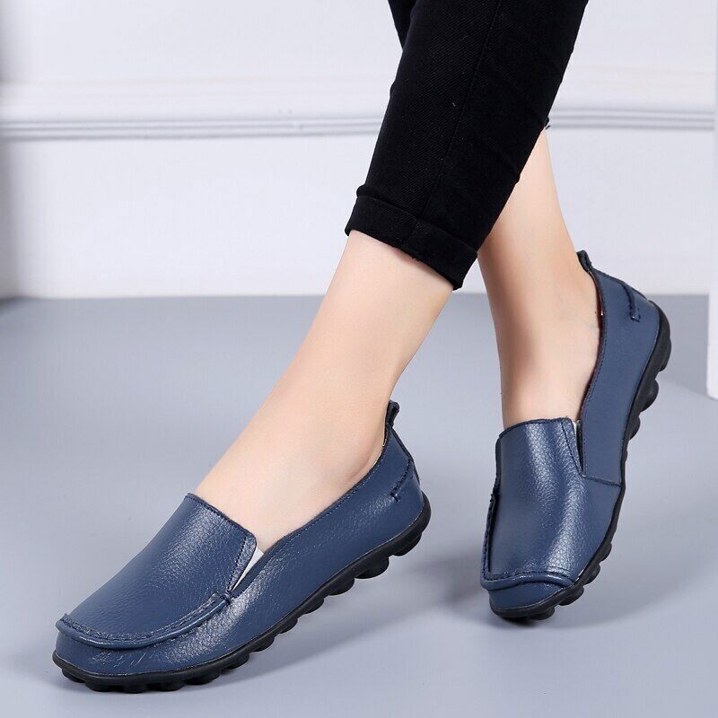 Non Slip Flat Shoes for Woman Soft PU Leather Lightweight Slip On Loafers Comfy - Imagen 19 de 19