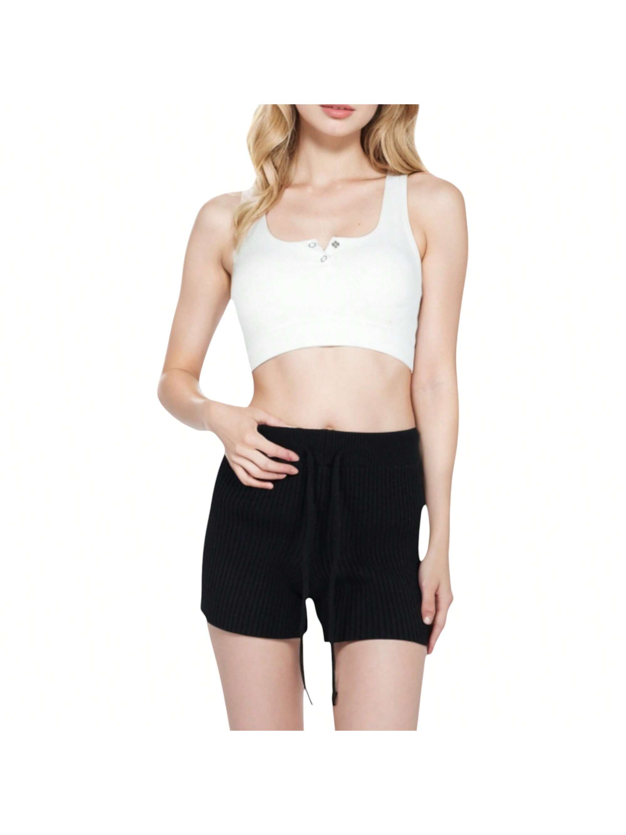 Damen Rippstrick Shorts mit Gummizug und Kordelzug - Bild 11 von 12