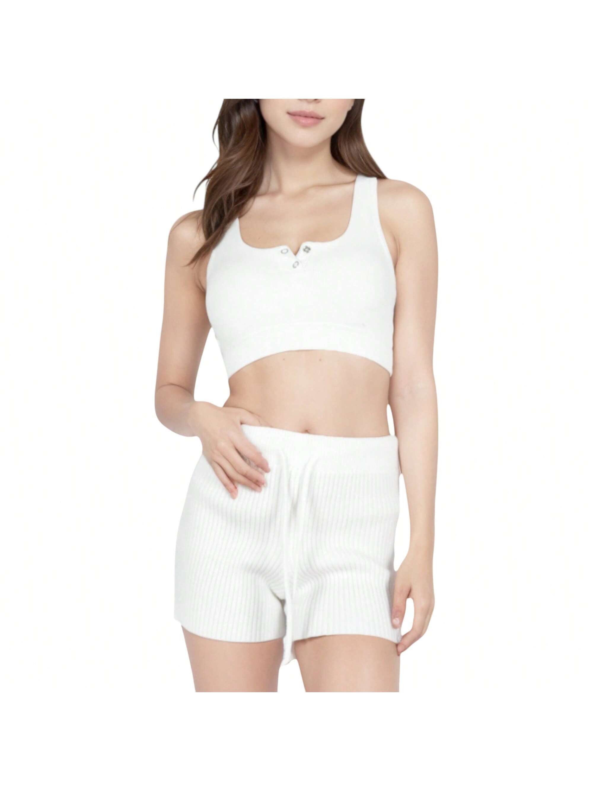 Damen Rippstrick Shorts mit Gummizug und Kordelzug - Bild 12 von 12