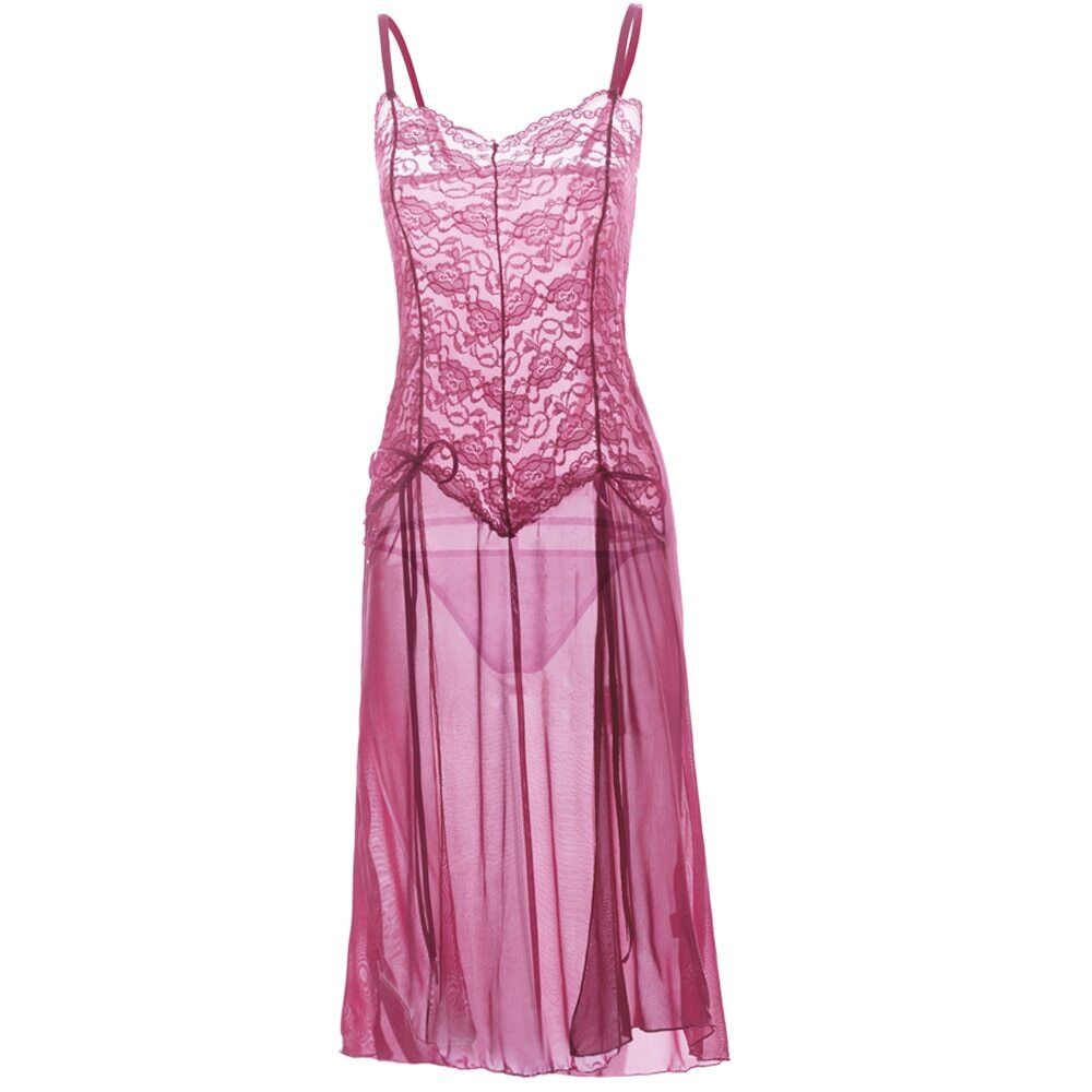 Sexy Dessous Sommer Nachthemd Damen einfarbig langes Kleid Nachtwäsche Übergröße S-6XL - Bild 28 von 29