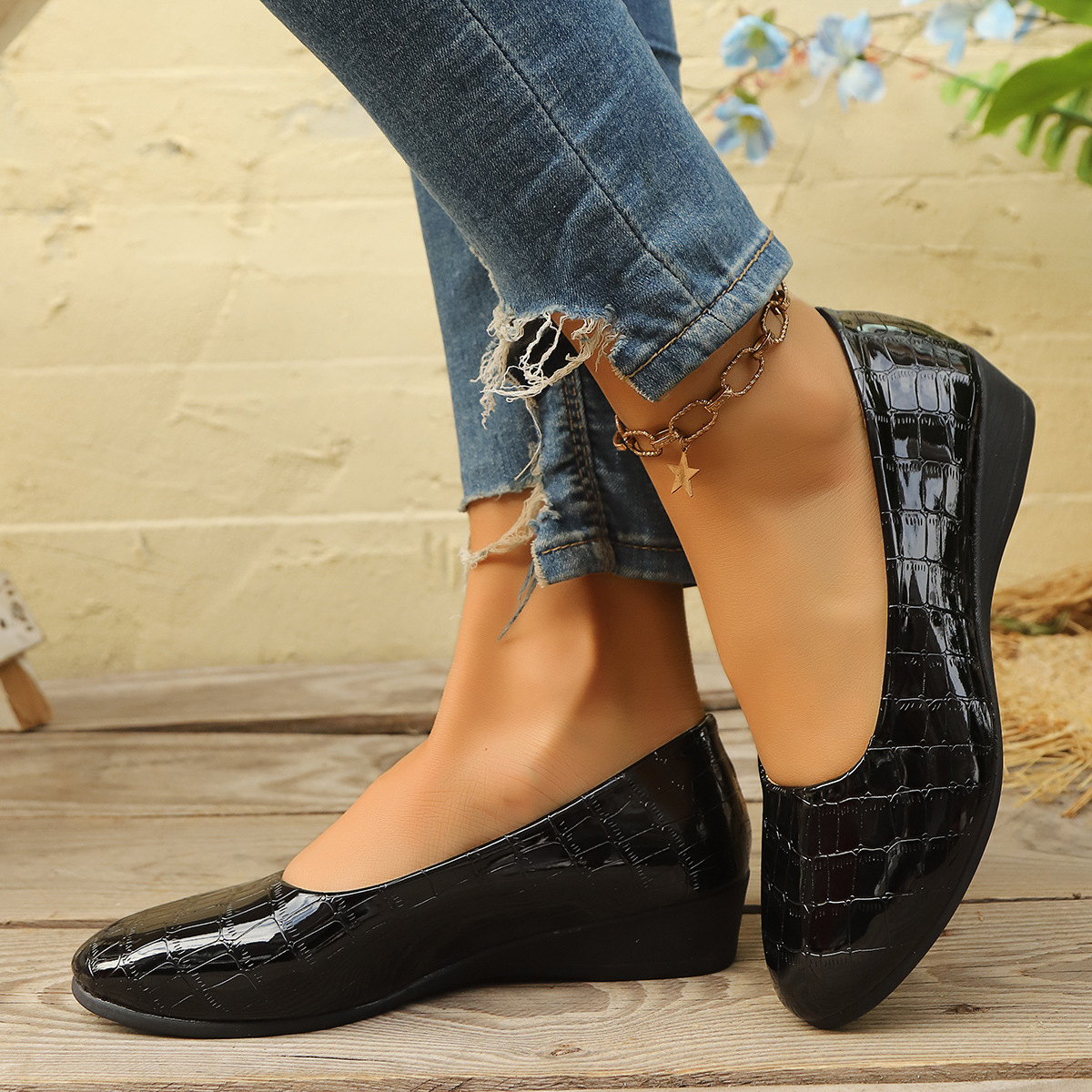 Women's Flat Shoes Slip On Comfortable Ballet Flats Shoes Office Work Shoes - Picture 25 of 30